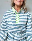 Twill Rugby Blouse | Mykonos Blue