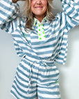 Twill Rugby Blouse | Mykonos Blue