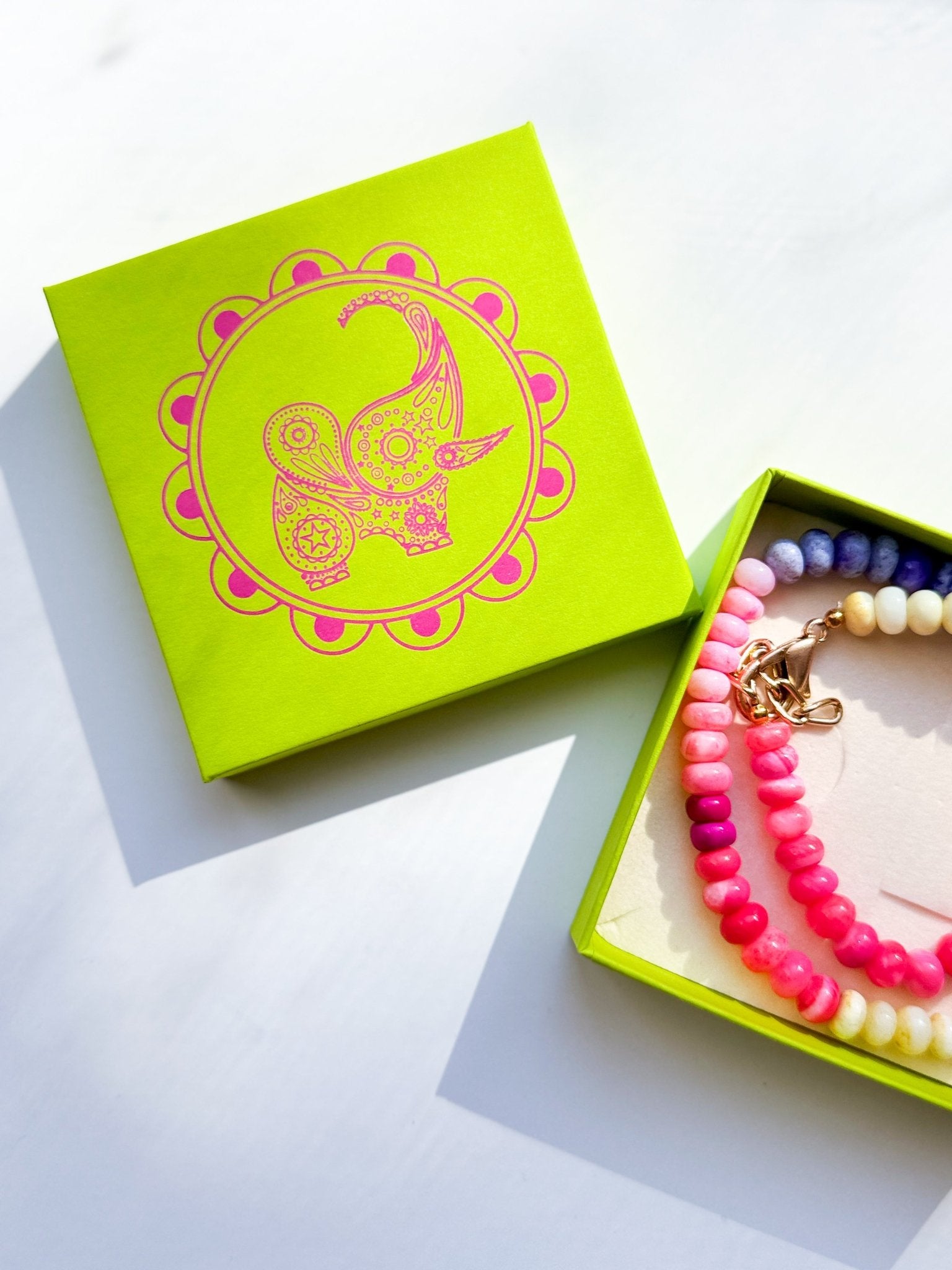 Beaded Opal Necklace | Neon Sundowner - Bombaby