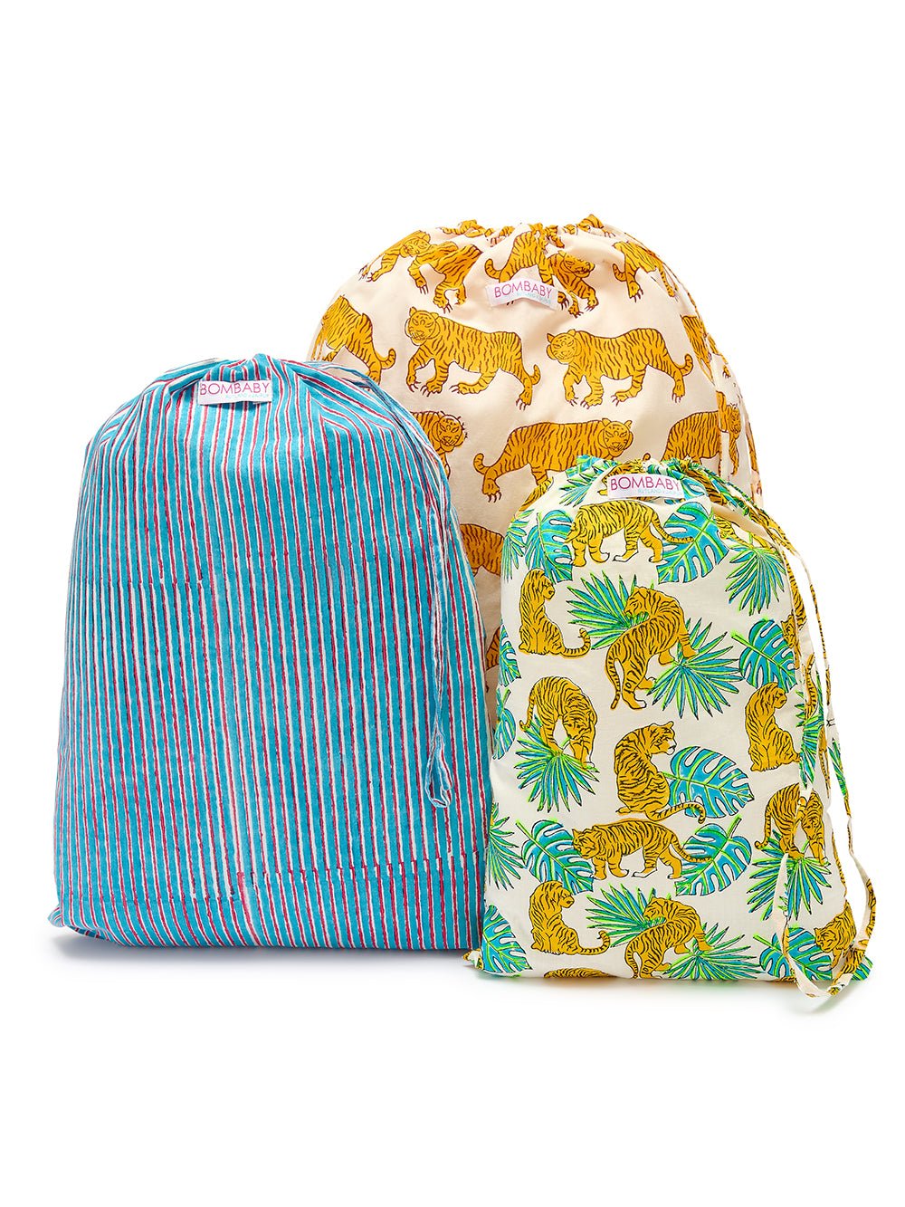 Block Print Drawstring Bags - Bombaby