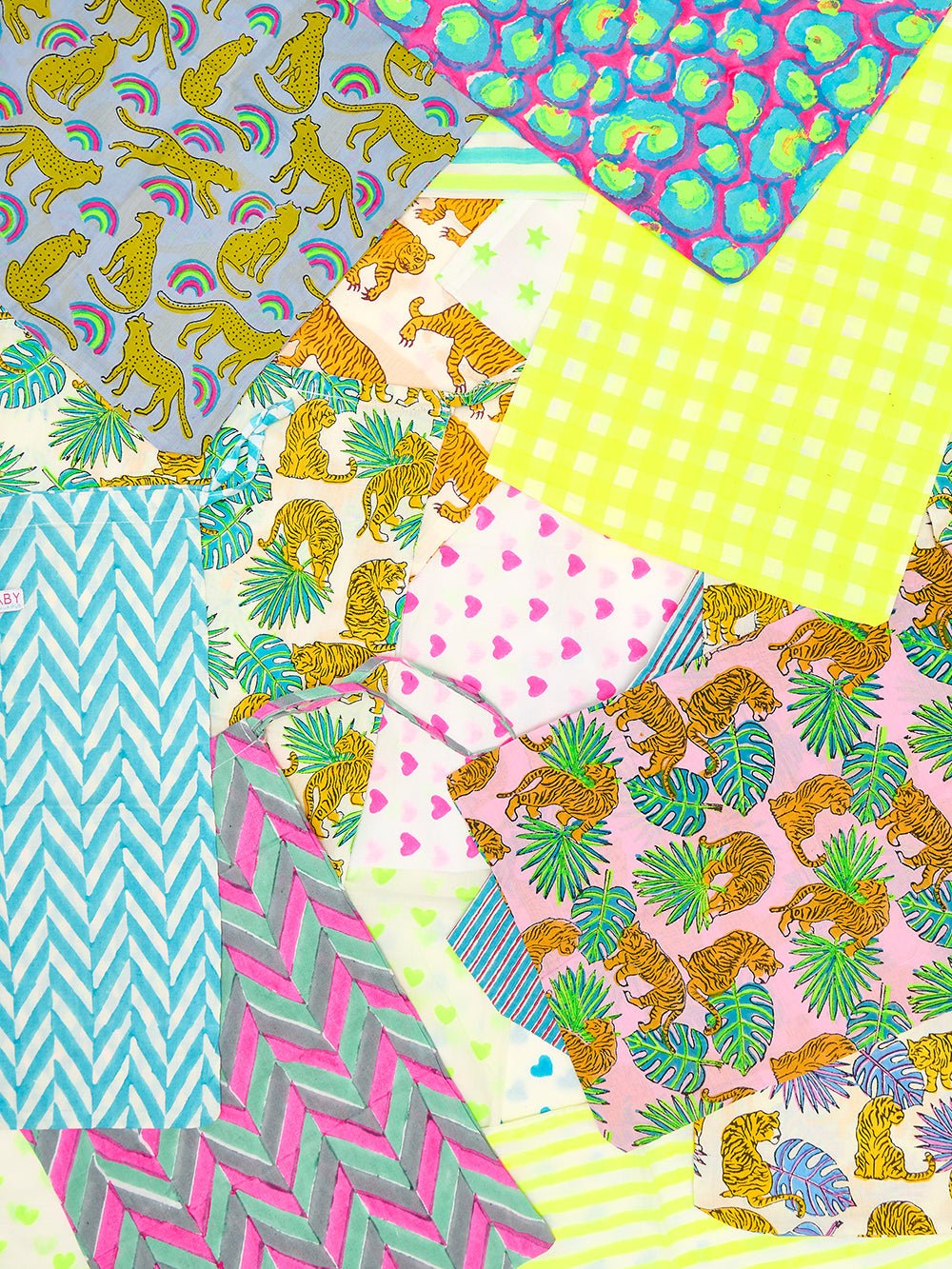 Block Print Drawstring Bags - Bombaby