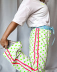 Customised Wide - Leg Pants | Neon Green Hearts - Bombaby