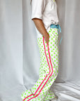 Customised Wide - Leg Pants | Neon Green Hearts - Bombaby