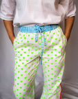 Customised Wide - Leg Pants | Neon Green Hearts - Bombaby
