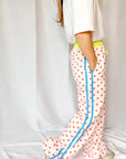 Customised Wide - Leg Pants | Neon Orange Hearts - Bombaby
