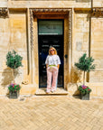 Customised Wide - Leg Pants | Neon Orange Hearts - Bombaby