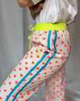 Customised Wide - Leg Pants | Neon Orange Hearts - Bombaby
