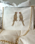 Embroidered Parrot Pochette | Cream - Bombaby