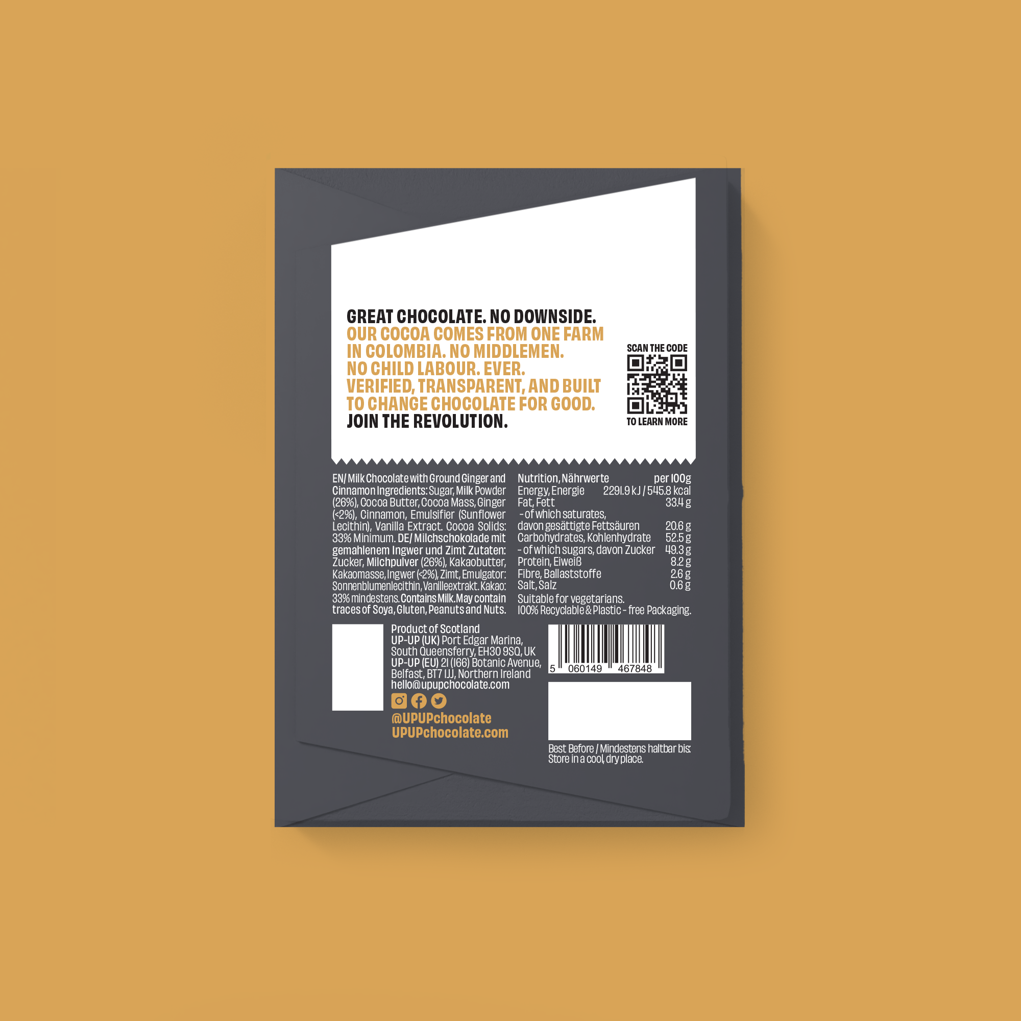 Gingerbread Milk Chocolate Bar 60g - Bombaby