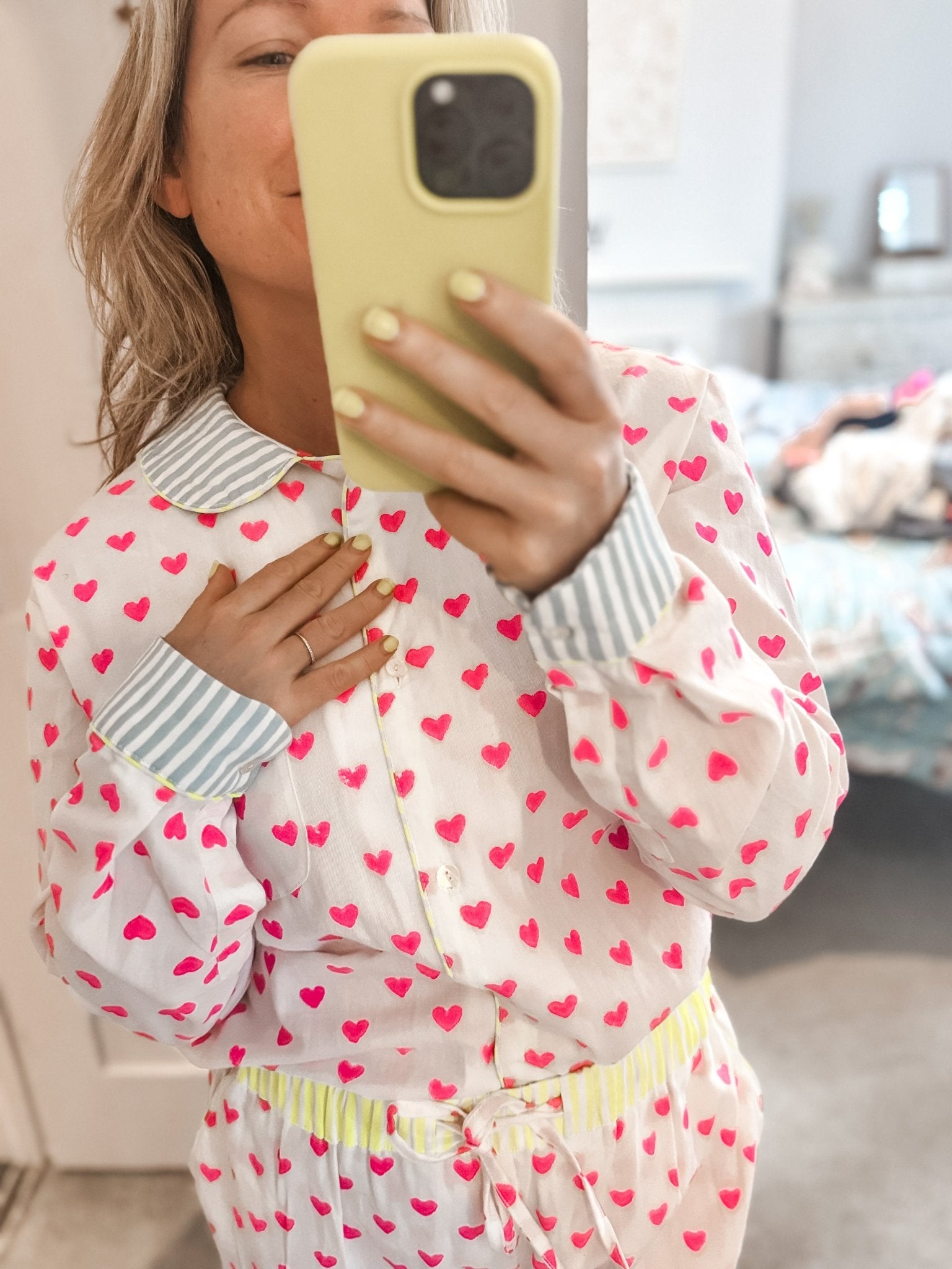 GOTS Organic Twill Pyjamas | Pink Hearts - Bombaby