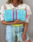 Handmade Block Print Quilted Wash Bag | Malibu Pop - Bombaby