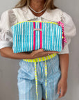 Handmade Block Print Quilted Wash Bag | Malibu Pop - Bombaby