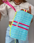 Handmade Block Print Quilted Wash Bag | Malibu Pop - Bombaby
