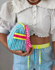 Handmade Block Print Quilted Wash Bag | Malibu Pop - Bombaby