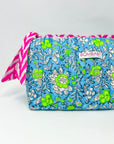 Handmade Block Print Quilted Wash Bag | Meadow - Bombaby