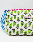 Handmade Block Print Quilted Wash Bag | Neon Paisley - Bombaby