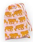 Handmade Block Print Quilted Wash Bag | Pink Tiger - Bombaby