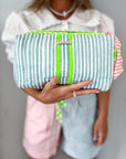 Handmade Block Print Quilted Wash Bag | Sunwashed - Bombaby