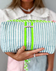 Handmade Block Print Quilted Wash Bag | Sunwashed - Bombaby