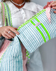 Handmade Block Print Quilted Wash Bag | Sunwashed - Bombaby