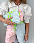 Handmade Block Print Quilted Wash Bag | Sunwashed - Bombaby