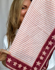 Handprinted Neckerchief | Rose Stars & Stripes - Bombaby
