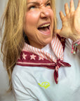 Handprinted Neckerchief | Rose Stars & Stripes - Bombaby