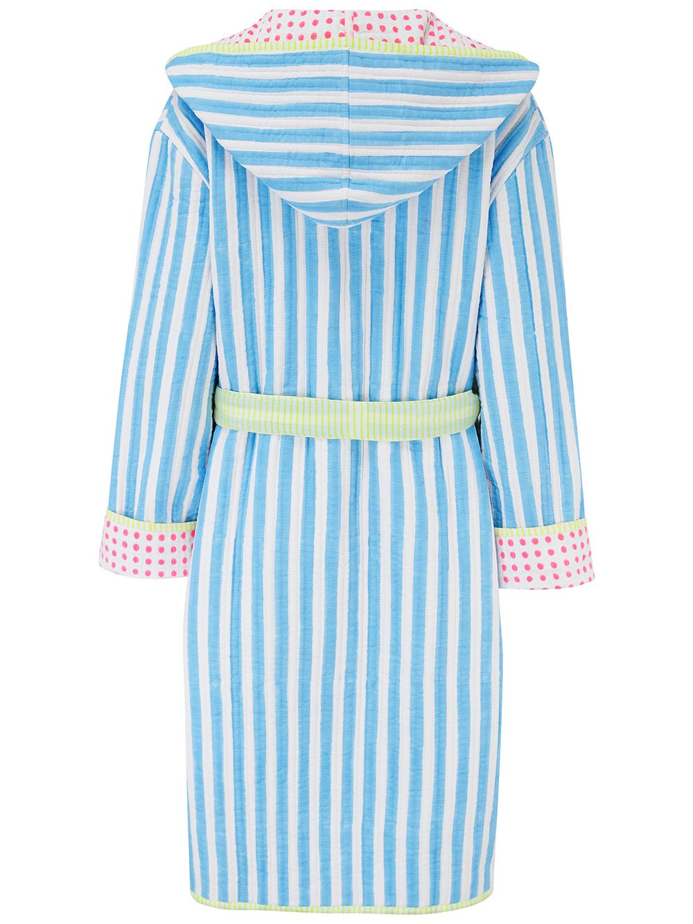 Luxury Quilted Dressing Gown | Cornflower Blue Stripe - Bombaby