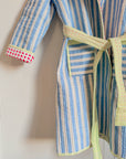 Luxury Quilted Dressing Gown | Cornflower Blue Stripe - Bombaby