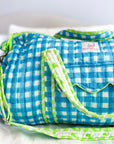 Malibu Blue Check | Quilted Weekend Bag - Bombaby
