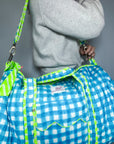 Malibu Blue Check | Quilted Weekend Bag - Bombaby