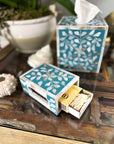 Mother of Pearl Match Box Holder | Jewelled Aqua - Bombaby