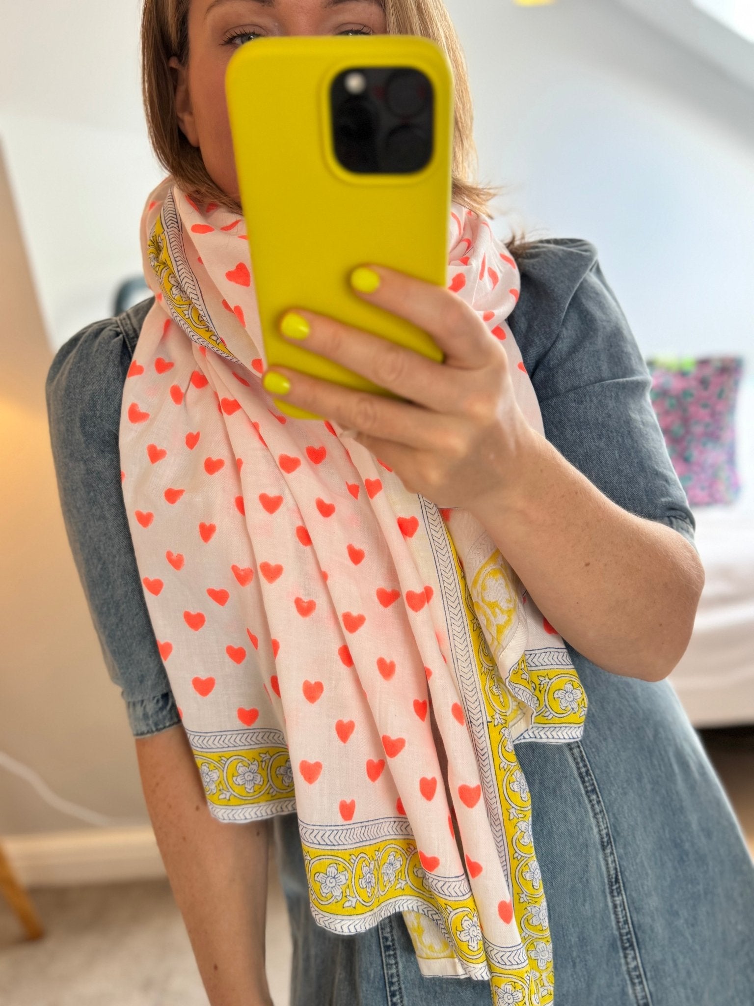 Oversized Handprinted Scarf | Clementine Crush - Bombaby