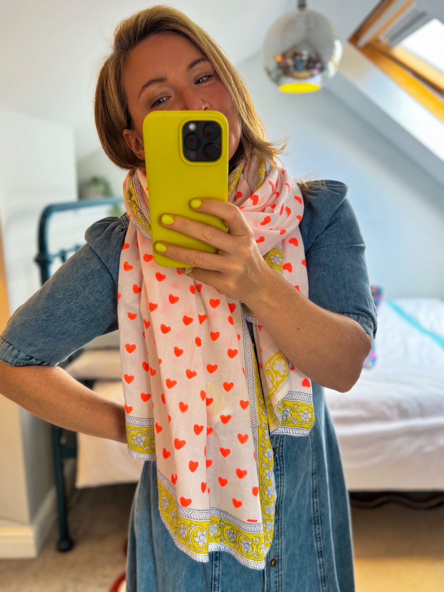 Oversized Handprinted Scarf | Clementine Crush - Bombaby