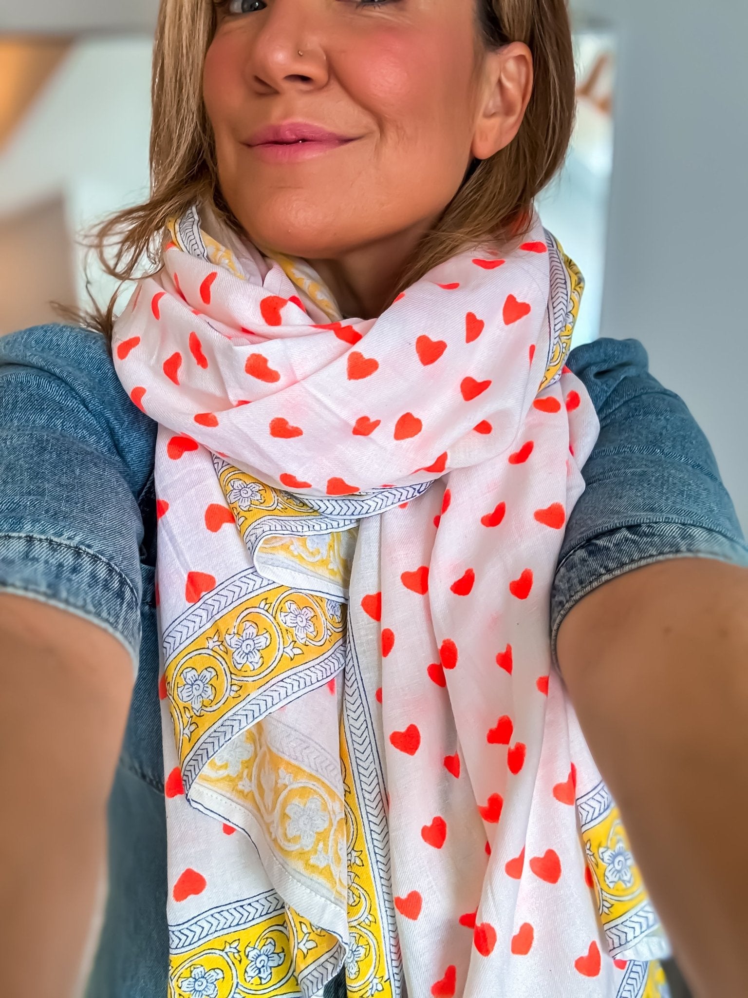 Oversized Handprinted Scarf | Clementine Crush - Bombaby