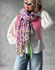 Oversized Handprinted Scarf | Pink Mirage - Bombaby