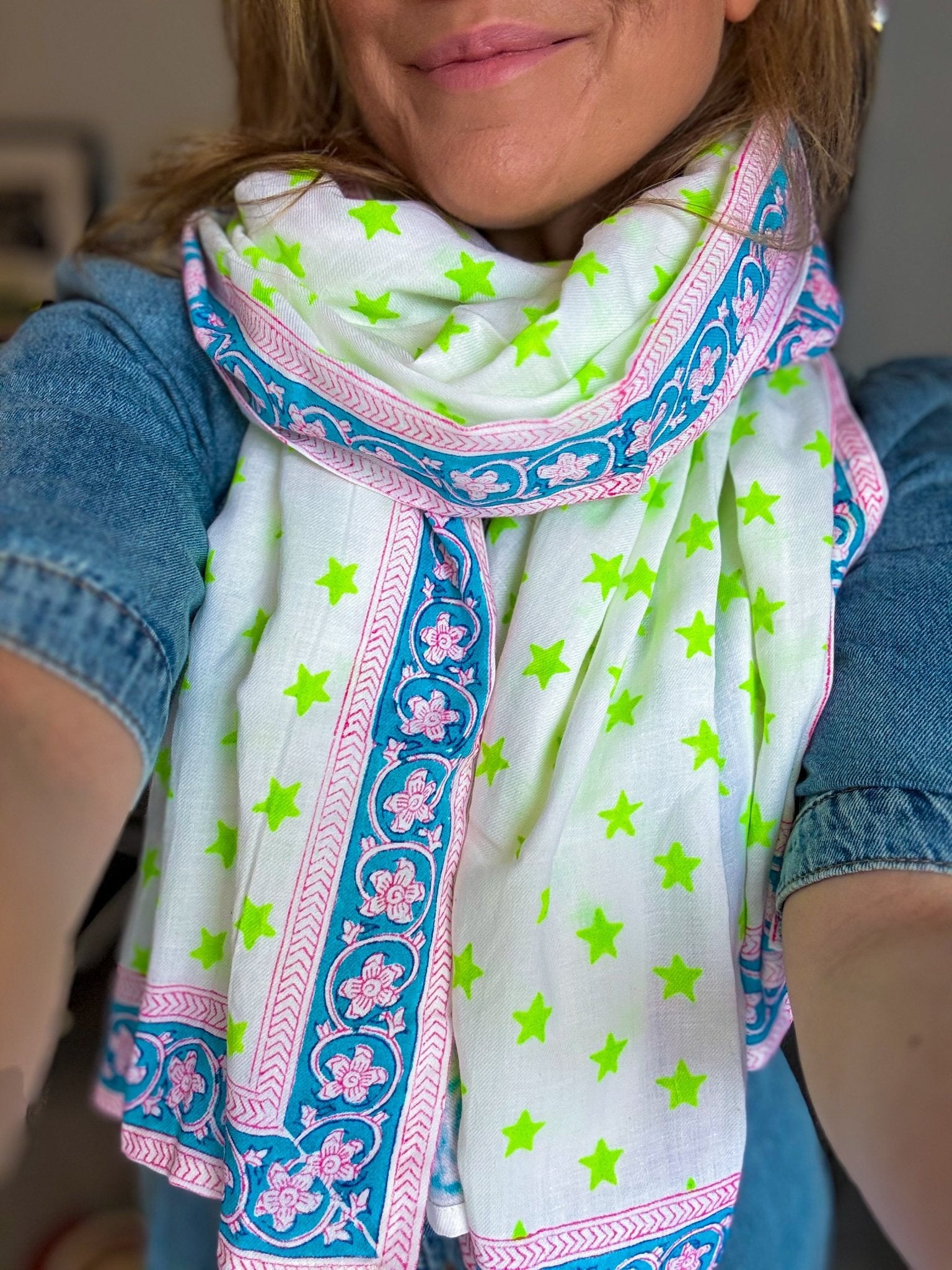 Oversized Handprinted Scarf | Starstruck - Bombaby