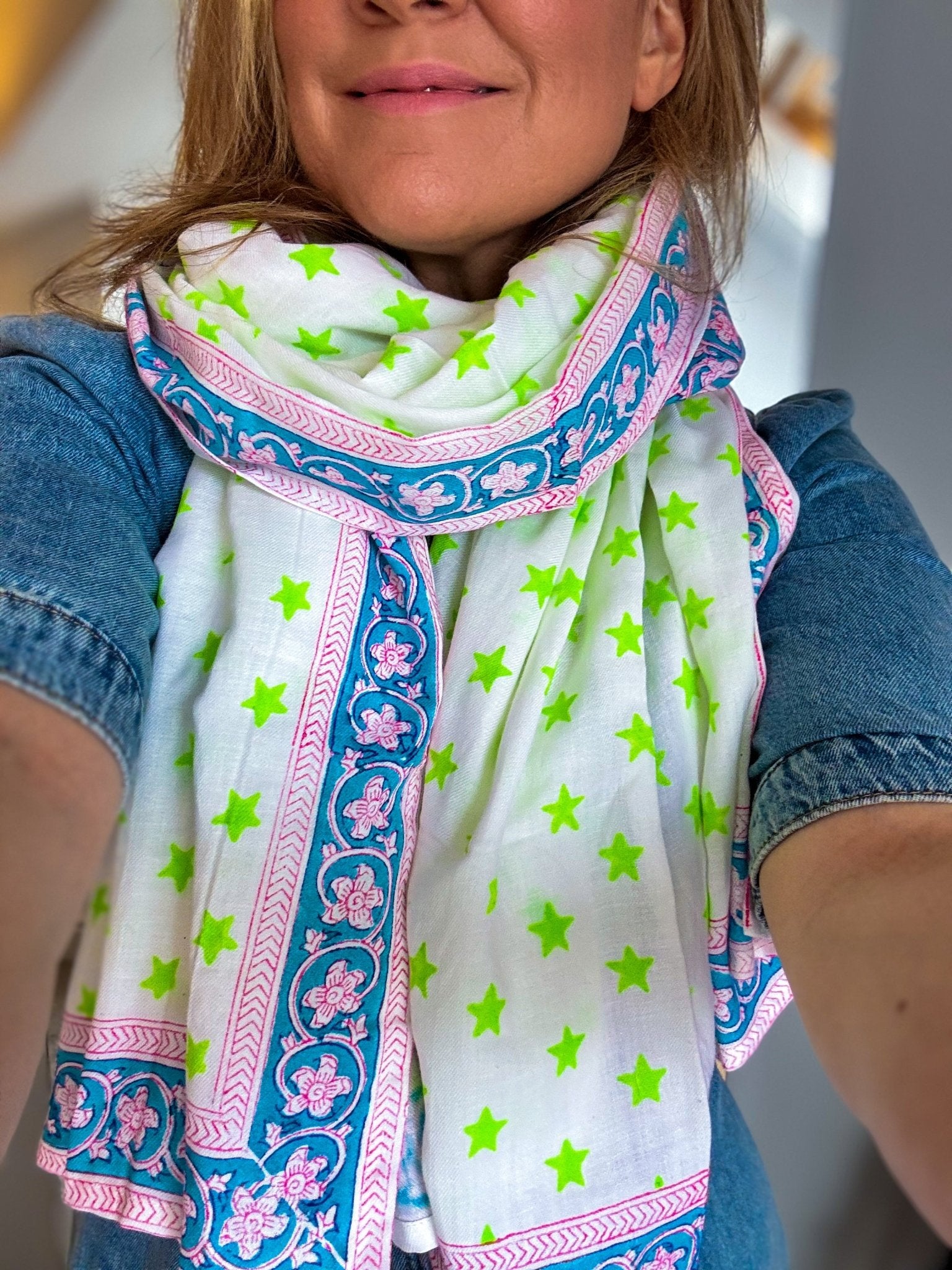 Oversized Handprinted Scarf | Starstruck - Bombaby