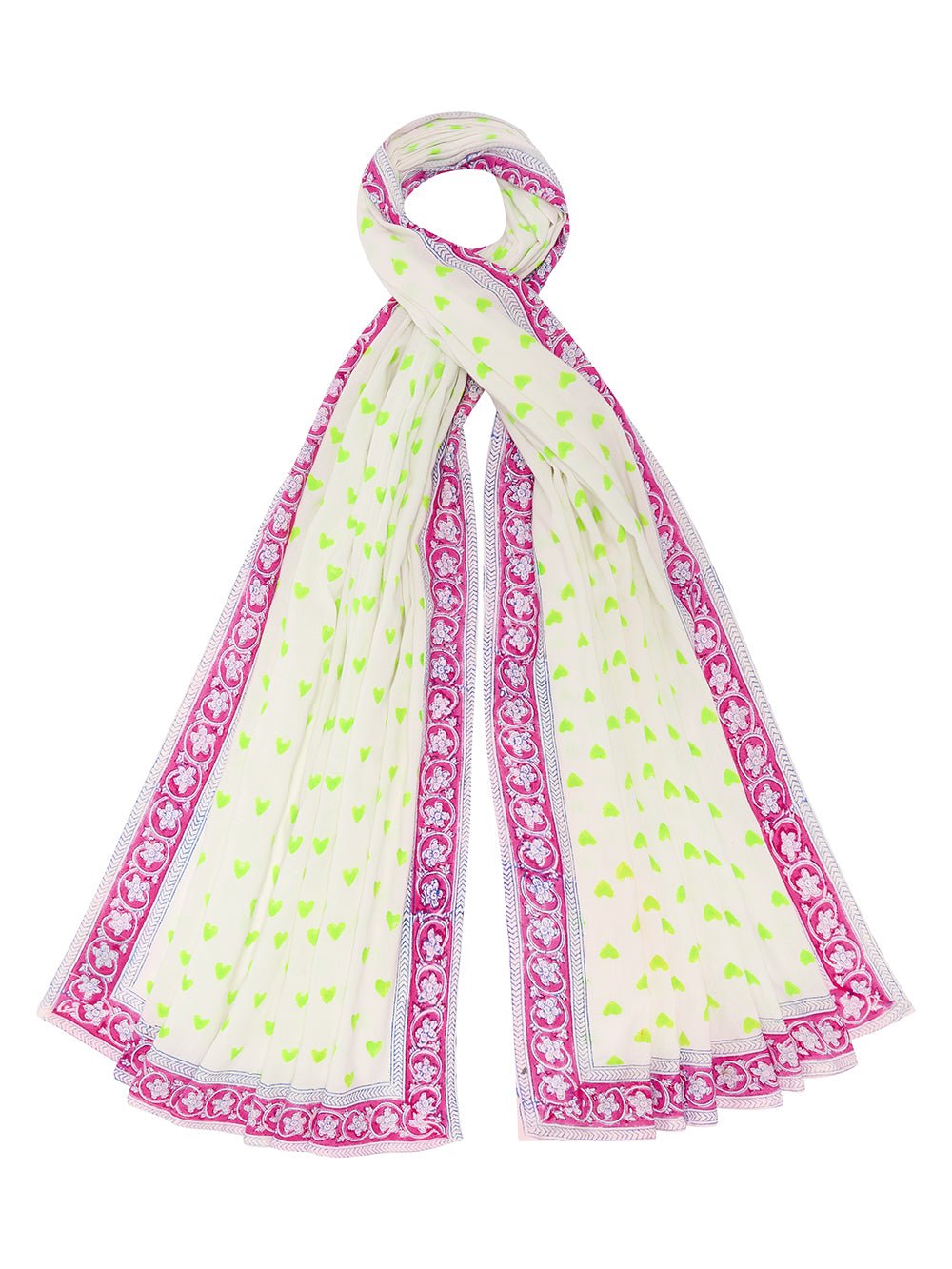Oversized Handprinted Scarf | Wild Lime - Bombaby