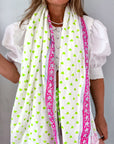 Oversized Handprinted Scarf | Wild Lime - Bombaby