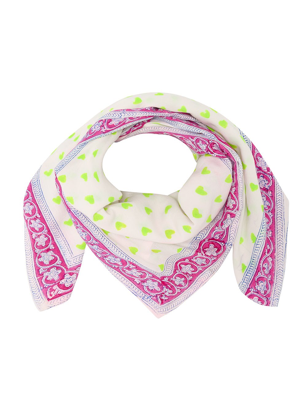 Oversized Handprinted Scarf | Wild Lime - Bombaby
