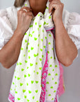 Oversized Handprinted Scarf | Wild Lime - Bombaby