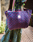 Oversized Quilted Tote Bag | Neon Pink Floral - Bombaby