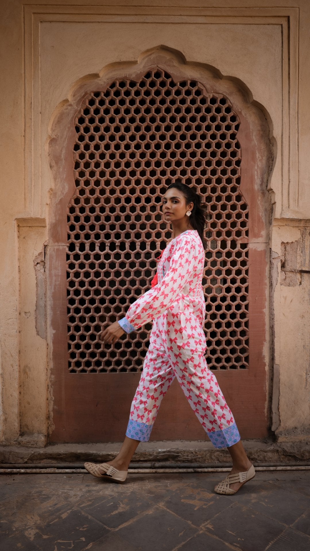 Quilted Jumpsuit | Neon Pink Bows - Bombaby
