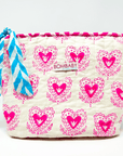 Quilted Make Up Bag | Scallop Heart - Bombaby