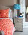 Quilted Ruffle Cushion | Palatial Coral - Bombaby