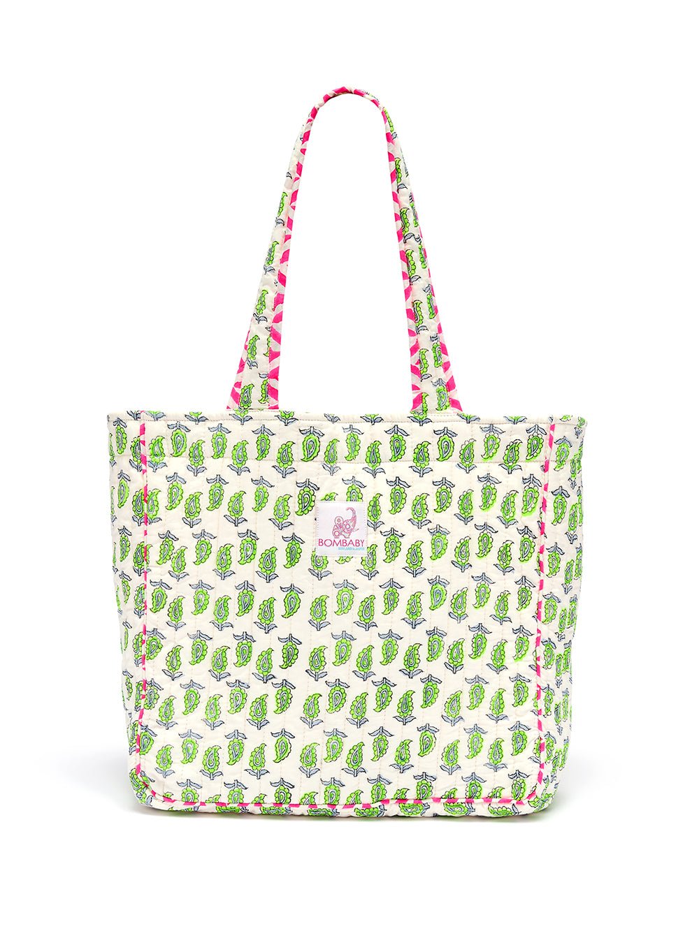 Handmade Block Print Turquoise Tote Bag | Bombaby