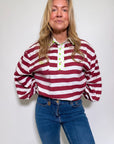 Twill Rugby Blouse | Merlot - Bombaby