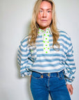 Twill Rugby Blouse | Mykonos Blue - Bombaby