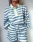 Twill Rugby Blouse | Mykonos Blue - Bombaby
